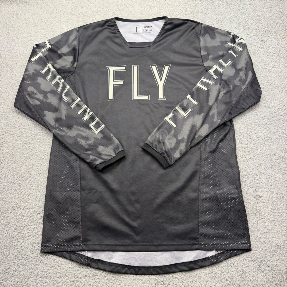 Fly Racing Kinetic 5807 Mens Size Large Black Mesh Panels Camo Motocross Jersey
